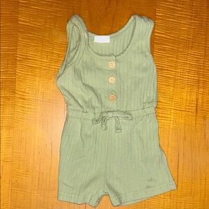 Kids Olive Green Ribbed Romper